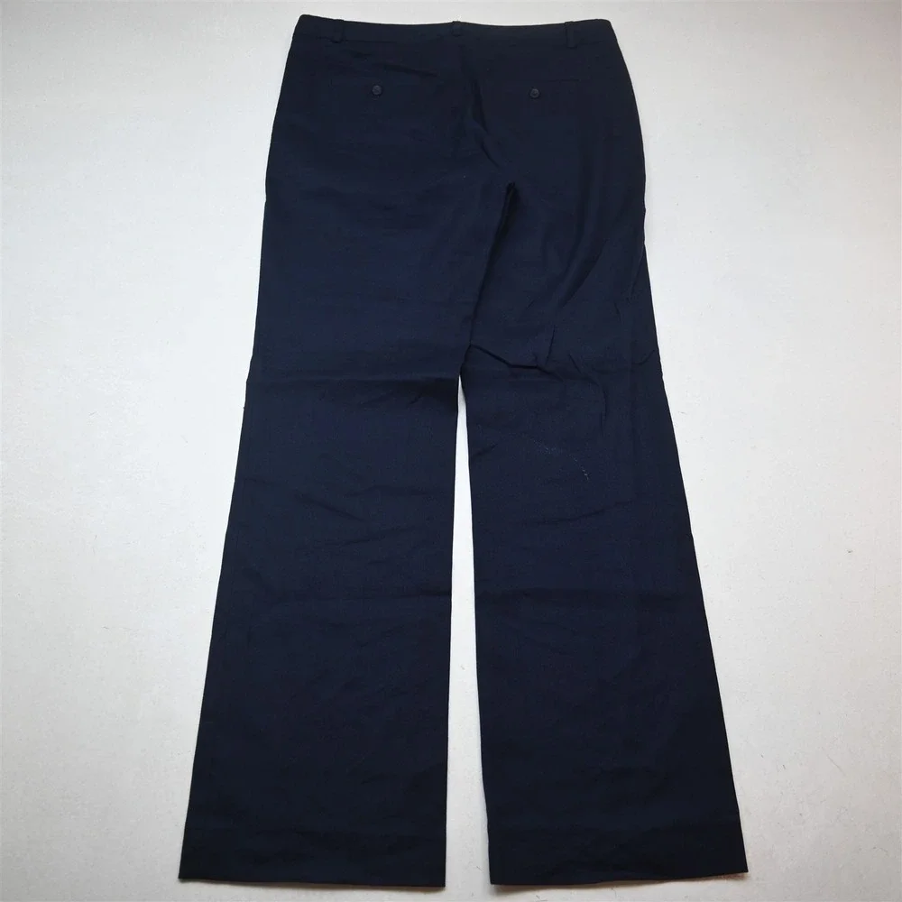 Banana Republic 10 Navy Blue Linen Logan Wide Leg Dress Womens Pants